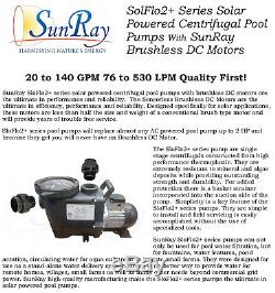 1.5HP SunRay Solar Swimming Pool Pump DC Brushless Motor Inground 120v USA Pond