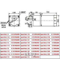 120W 5-470 RPM Reversible Variable Speed Controller AC Gear Electric Motor 220V