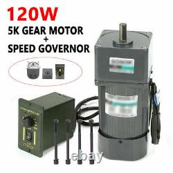 120W 5K AC Gear Motor Electric Motor Variable Speed Controller 0-270RPM 220V New