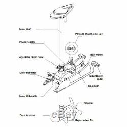 12v 55 Lbs Variable Speed Motor Bow Mount Electric Trolling Motor White Color