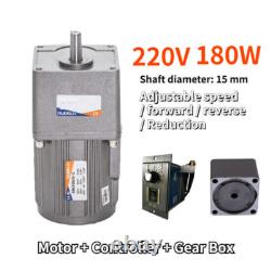 180W AC220V Reversible Variable Gear Electric Motor 5-470 RPM Speed Controller