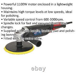 180mm Lightweight Polisher 600 to 3000 rpm Variable Speed 1100W Motor
