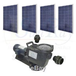 1HP SunRay Solar Swimming Pool Pump DC Motor In Variable with 4 Panels 120v Pond