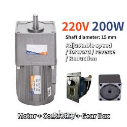 200W 220V AC 5-470 RPM Speed Controller Reversible Variable Gear Electric Motor