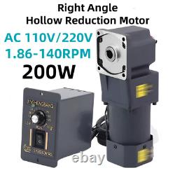 200W 90° Right Angle Output Hollow Reduction Motor Variable Speed Controller New