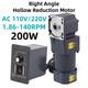 200w 90&deg; Right Angle Output Hollow Reduction Motor Variable Speed Controller New