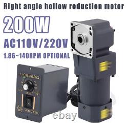 200W 90° Right Angle Output Hollow Reduction Motor Variable Speed Controller New