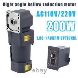 200W 90° Right Angle Output Hollow Reduction Motor Variable Speed Controller New