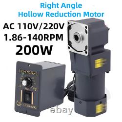 200W AC 110V/220V Variable Speed Controller Right Angle Hollow Reduction Motor