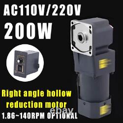 200W AC 110V/220V Variable Speed Controller Right Angle Hollow Reduction Motor