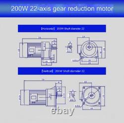 200W AC380V Three-Phase CWithCCW Reduction Electric Gear Motor Variable Speed 22MM