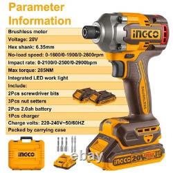 20V Cordless Impact Driver 285NM Brushless Motor Variable Speed Control