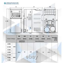 220V 1-Phase to 3-Phase VFD 0.4kW Motor Speed Controller with Heat Sink
