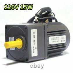 220V 15W AC Gear Electric Motor 5-415 RPM Variable Speed Controller Reversible