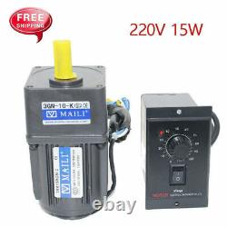 220V 15W AC Gear Motor Electric Motor Variable Speed Controller 110 125RPM New