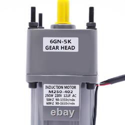 220V 250W AC Gear Electric Motor Variable Speed Controller Output 0-270 RPM NEW
