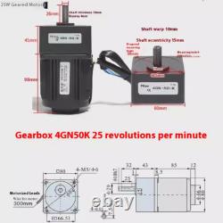 220V 25W AC Gear Motor Electric Variable Speed Controller Strong 4.2-415 RPM/Min