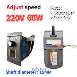 220V 5-470 RPM AC Gear 60W Reversible Variable Speed Controller Electric Motor