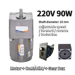 220V 90W 5-470 RPM Reversible Variable Speed Controller AC Gear Electric Motor