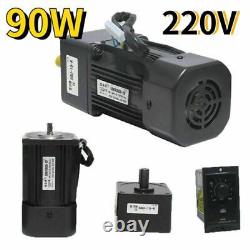 220V 90W AC Gear Motor Electric Variable Speed Controller Gear Box 0-415rmp/min