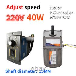 220V AC Gear 5-470 RPM Speed Controller 40W Reversible Variable Electric Motor