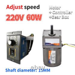220V AC Gear 5-470 RPM Speed Controller 60W Reversible Variable Electric Motor