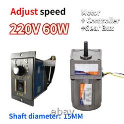 220V AC Gear 60W 5-470 RPM Speed Controller Reversible Variable Electric Motor