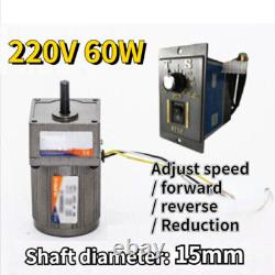 220V AC Gear 60W 5-470 RPM Speed Controller Reversible Variable Electric Motor