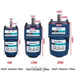 220V AC Gear Motor 6W-200W Variable Speed Controller Reduction Ratio 13 1200