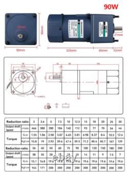 220V AC Gear Motor 6W-200W Variable Speed Controller Reduction Ratio 13 1200