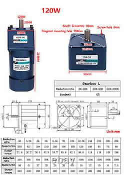 220V AC Gear Motor 6W-200W Variable Speed Controller Reduction Ratio 13 1200