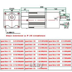 220V Reduction Gear Motor AC 7-470 RPM Reversible Variable Speed Controller 400W