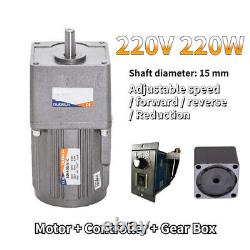 220V Reversible Variable Speed Controller AC 5-470 RPM Electric 200W Motor Gear