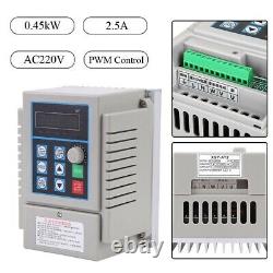 220V Variable Frequency Drive VFD Speed Control For-Single Phase 0.45kW AC Motor