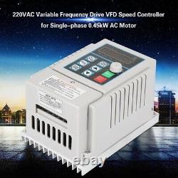 220V Variable Frequency Drive VFD Speed Control For-Single Phase 0.45kW AC Motor