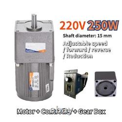 250W 220V AC 5-470 RPM Speed Controller Reversible Variable Gear Electric Motor