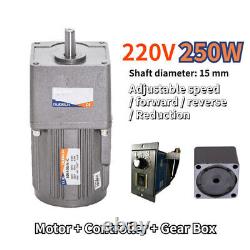 250W 220V AC 5-470 RPM Speed Controller Reversible Variable Gear Electric Motor