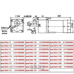 250W 220V AC 5-470 RPM Speed Controller Reversible Variable Gear Electric Motor