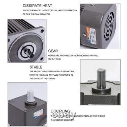 250W 220V AC 5-470 RPM Speed Controller Reversible Variable Gear Electric Motor