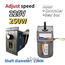 250W 220V AC 5-470 RPM Speed Controller Reversible Variable Gear Electric Motor