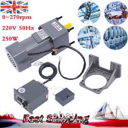 250W 220V AC Gear Motor Electric Variable Speed Reducer Controller 270 RPM