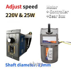 25W Adjust Speed Electric Controller & Motor Variable Adapter AC Gear Motor Box