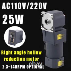 25W Right Angle Hollow Output Reduction Motor 110/220V Variable Speed Controller