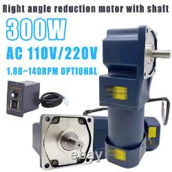 300W Right Angle Variable Speed Controller Output Reduction Motor With Shaft New