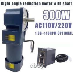 300W Right Angle Variable Speed Controller Output Reduction Motor With Shaft New