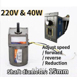 40W 5-470 RPM Reversible Variable Speed Controller 220V AC Gear Electric Motor