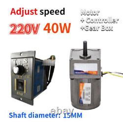 40W 5-470 RPM Reversible Variable Speed Controller 220V AC Gear Electric Motor