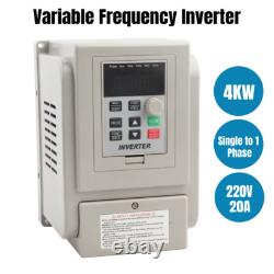 4KW 20A 220V Single to 3 Phase Variable Frequency Drive VSD VFD Motor Speed
