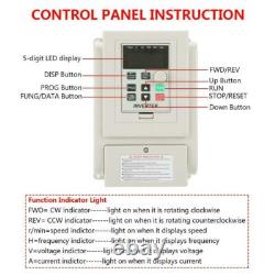 4KW 20A 220V Single to 3 Phase Variable Frequency Drive VSD VFD Motor Speed