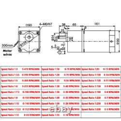 5-470 RPM Reversible Variable Speed Controller 220V AC Gear Electric Motor 140W